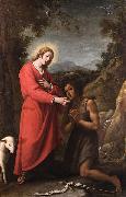 Matteo Rosselli Jesus and John the Baptist meet in their youth oil painting on canvas
